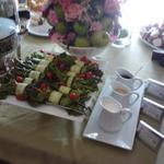 Salad Bundles with Red Leaf Lettuce, Red Pepper, Carrots, Arugula, and Sprouts wrapped in a Cucumber Ribbon. Served with our Homemade Ranch, Vidalia Onion and Balsmic Vinaigrette 