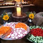 Salad display with homemade dressings.