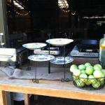 Fried Green Tomato station with red pepper ailoi.